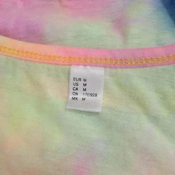 Rainbow Pastel Tie Dye Crop Top Tee Shirt - M - Picture 4 of 5